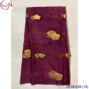 Chất Lượng Cao Thanh Lịch Đồng Bằng Mềm Phong Cách Lụa Vải Chowledee Vàng Kim Loại Thiết Kế Hoa Mẫu Lụa - Product Image 5