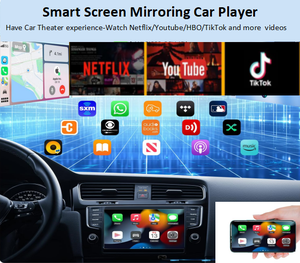 CarPlay sans fil portable avec port USB, prise en charge à distance d'iPhone et d'<span class=keywords><strong>Android</strong></span> <span class=keywords><strong>Auto</strong></span>, Netflix, TikTok, <span class=keywords><strong>Amazon</strong></span> Prime Video - Product Image 5