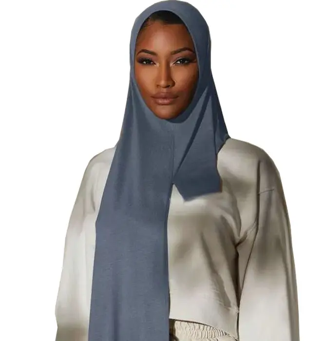 Benutzer definiertes Logo Blank Seiden baumwoll hut Monochrom Hochwertiger elastischer atmungsaktiver Hijabs Muslim Women Schal Schal