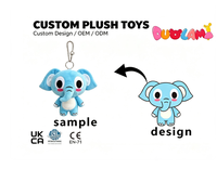 Porte-clés en peluche personnalisé, éléphant mignon de dessin animé, animal en peluche pour cadeaux promotionnels, fabrication OEM ODM, conception personnalisée de porte-clés en peluche