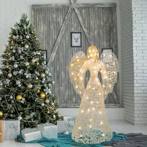 Easy Removal 70 LED Lights Sparkling Christmas Angel Hollow Line Angel Outdoor Halloween Decorations