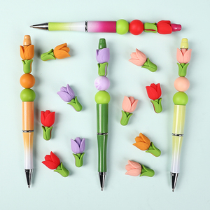 3D tulipán flor planta silicona Focal cuentas para Beadable Pen Charms regalo de vacaciones - Product Image 1