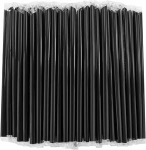 Pailles noires pour boba, pailles à boire en plastique jetables emballées individuellement, 0,4 " x 9 ", idéales pour le bubble tea, les smoothies et les milkshakes - Product Image 1