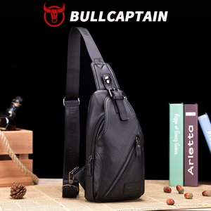 BULL CAPTAIN - Bolsa de Pecho y Bandolera de Cuero Vacuno Genuino, Estilo Vintage, con Cierre de Cremallera, para Hombre, Logotipo Personalizado OEM - Product Image 1