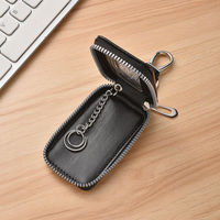 Porte-clés de voiture universel avec fermeture éclair, pochette rectangulaire avec fenêtre visible, en cuir PU, sac de rangement pour clés de voiture, porte-clés de voiture personnalisé