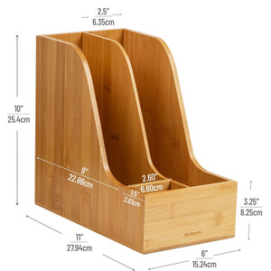 Bamboo Desktop Organizer Wooden Storage Box For Office Desk <b>Filing</b> Cabinet Multifunctional Neatening <b>Drawer</b> Standalone Rectangle - Product Image 2