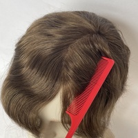 Système de remplacement de perruque en dentelle suisse avec cheveux humains indiens en poly, couleur brun moyen