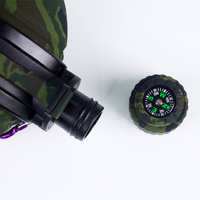 Bouteille d'eau pliable en silicone de 580 ml avec boussole et mousqueton, camouflage tactique, bouteille pliable pour la randonnée et le camping