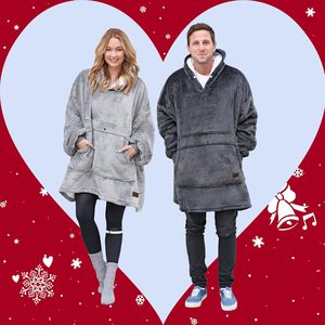 Sweat-shirt à capuche en polyester surdimensionné, couverture portable en sherpa pour se détendre, pull pour adultes, femmes et hommes - Product Image 6