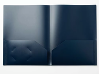 Dossier de présentation professionnel en PP imperméable et durable, bleu foncé, format lettre, avec double pochette, vente en gros