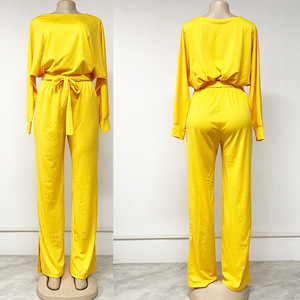 Mono de manga larga de algodón informal para mujer de gran oferta con botón de encaje patrón Vintage Color sólido cinturón de una pieza - Product Image 6