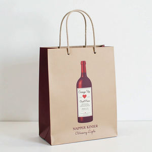 Sac en papier kraft pour vin avec logo personnalisé imprimé, finition mate laminée et poignée torsadée - Product Image 3