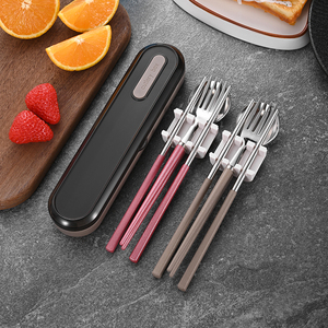 Haute Qualité Portable Coréen 304 En Acier Inoxydable <span class=keywords><strong>Portugal</strong></span> Vaisselle Baguettes Cuillère Fourchette 3 Pcs Couverts Ensemble pour Camping Voyages - Product Image 6