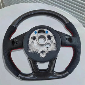 Pour <span class=keywords><strong>Audi</strong></span> A3 A4 A5 S3 S4 S5 2017-2022 Fiber de carbone en cuir véritable volant à fond plat Sport volant voiture style - Product Image 2