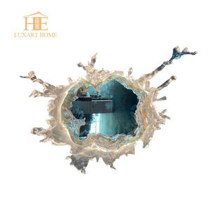 Diseño italiano de lujo Exclusivo Art Deco Gold Mirror Ball Decoración de pared para sala de estar y pasillo Hecho de latón - Product Image 2