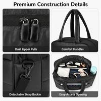 Sac fourre-tout de voyage matelassé noir personnalisé avec logo, grande capacité, sac à main de week-end pour femme, bandoulière amovible, portable