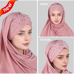 Pañuelo de Tres Capas con Diseño de Puntos, Acrílico y Satén, con Tiras Cruzadas, para Mujeres Musulmanas del Medio Oriente, Venta al Por Mayor, Nueva Moda - Product Image 2