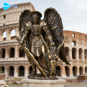 Escultura <span class=keywords><strong>de</strong></span> Bronce Personalizada <span class=keywords><strong>de</strong></span> Gran Tamaño <span class=keywords><strong>de</strong></span> <span class=keywords><strong>un</strong></span> Ángel Guerrero Masculino, Impresa con UV, Fundición Resistente y Robusta para Exhibición en Exteriores, Navidad - Product Image 1