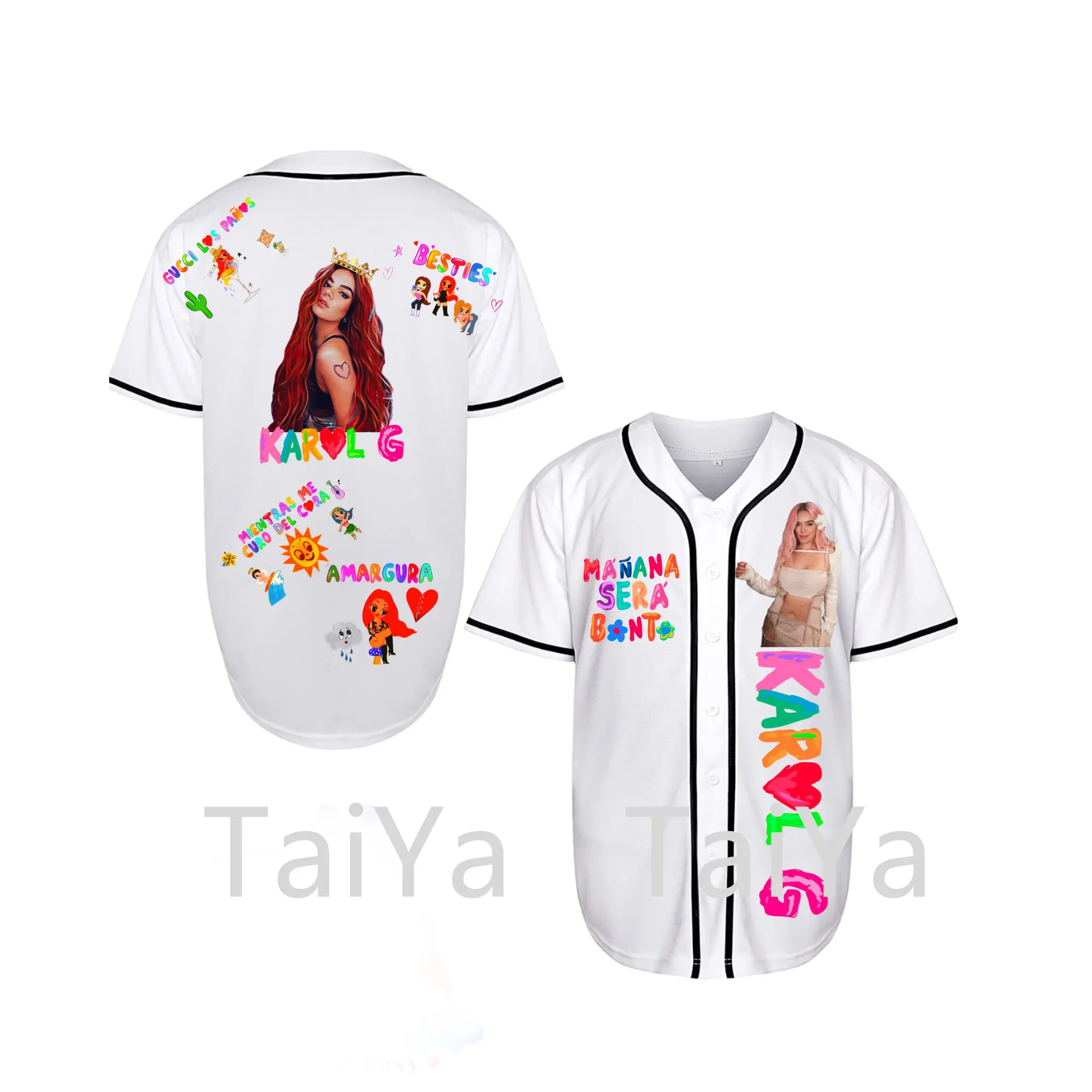 2023 Newest Style Custom Logo Printing karol G Baseball Shirts Women's Softball Jersey Sublimated Polyester Baseball Jersey