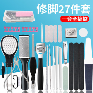 Kit d'outils de pédicure 27 pièces avec lime à pieds, pierre ponce, éliminateur de callosités pour adulte, kit de manucure et pédicure portable - Product Image 1
