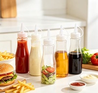 Bouteilles à condiments en plastique sans BPA avec bouchons à visser pour sauces piquantes, distributeurs d'huile d'olive, condiments pour barbecue
