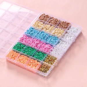 Kit de fabrication de bijoux DIY avec 24 compartiments, comprenant des plaques de pâte polymère colorées et des perles mélangées - Product Image 3