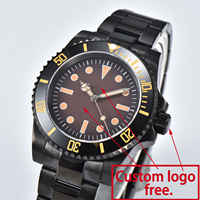 Montre mécanique de plongée pour homme en acier inoxydable avec couronne à visser personnalisée, étanche 10 BAR, cadran en verre saphir, automatique 20 mm