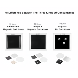 Yüksek kalite 50*50Mm 2*2 inç kare buzdolabı mıknatısı makinesi kiti kağıt kesici ve 100 takım buzdolabı mıknatısı malzemeleri - Product Image 6