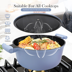 قدر شوربة سانلانج أزرق فاتح للمطبخ، قدر طهي غير لاصق من الألومنيوم المصبوب مع غطاء ألومنيوم - Product Image 5