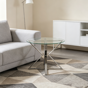 Mesa de Comedor Moderna con Tapa de Vidrio Templado Transparente y Patas Metálicas, Diseño Nuevo, para 4 Personas, Muebles para Comedor de Villa - Product Image 3