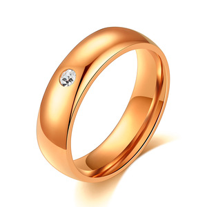 Anillo de diamantes de acero inoxidable de 5 mm, minimalista, para parejas, en acero, oro, oro rosa y color bronce. - Product Image 4
