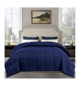 被子厂家批发海军蓝透气绗缝特大床被子床上用品套装