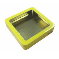 Boîte en fer blanc carrée personnalisée de qualité alimentaire en gros, emballage cadeau métallique avec fenêtre pour bijoux, cosmétiques, pilules et bonbons
