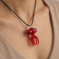 Collier pendentif méduse colorée en verre soufflé inspiré de Murano, fait main, pour la création de bijoux, cadeau mignon pour femme