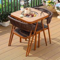 Ensemble de mobilier d'extérieur 2 chaises et table au design moderne, ensemble de jardin 3 pièces tous temps en vente à chaud
