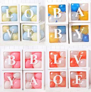 <span class=keywords><strong>Ballons</strong></span> personnalisés pour bébé fille garçon, boîte en papier de décoration pour douche de bébé, boîte en cube, <span class=keywords><strong>ballons</strong></span> en acrylique transparent avec une lettre, cadeau - Product Image 4