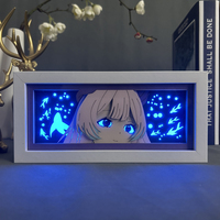 Genshin Impact Kokomi Boîte à lumière MDF Cadre en bois découpé au laser Boîte à ombre Veilleuse à led pour la décoration de la chambre à coucher Veilleuse à led