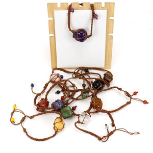 Natural Stone Crystal Raw Stone Mesh Bag Handmade Woven <b>Bracelet</b> Pendant Unisex Everyday Wear Geometric <b>Ball</b> Shape - Product Image 1