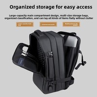 Tas Ransel PU Logo Kustom untuk Perjalanan, Tas Bisnis Pria, Tas Ransel Laptop Travel Kapasitas Besar yang Dapat Diperluas Dengan USB