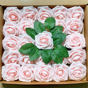 Lot de 25 roses artificielles en mousse PE de 8 cm avec tige, emballées en sachet OPP, pour décoration de gâteaux de mariage, Saint-Valentin et Nouvel An chinois - Product Image 6