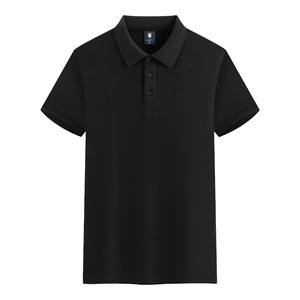 Polo Negro para Hombre, Manga Corta, Cuello con Botones, Logotipo Personalizado, Uniforme de Trabajo, Informal, Oficina, Golf - Product Image 1