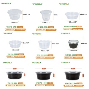 Contenants alimentaires ronds en plastique de qualité alimentaire YAGNRUI <span class=keywords><strong>pour</strong></span> plats à emporter, repas chauds, salades froides, fruits, soupes, avec couvercles - Product Image 2