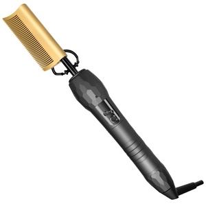 Digitale professionale 200-500F Curvo <span class=keywords><strong>Barba</strong></span> di Calore Pettini Raddrizzatore Dei Capelli <span class=keywords><strong>Spazzola</strong></span> Elettrica Premendo Hot Pettine <span class=keywords><strong>per</strong></span> il Nero Naturale Dei Capelli - Product Image 1