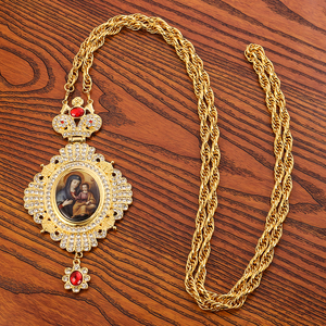 Colgante de la Virgen María, Icono Ortodoxo, Cadena de 120 cm, Utensilios de Iglesia, Decoración Católica de Cristo - Product Image 3