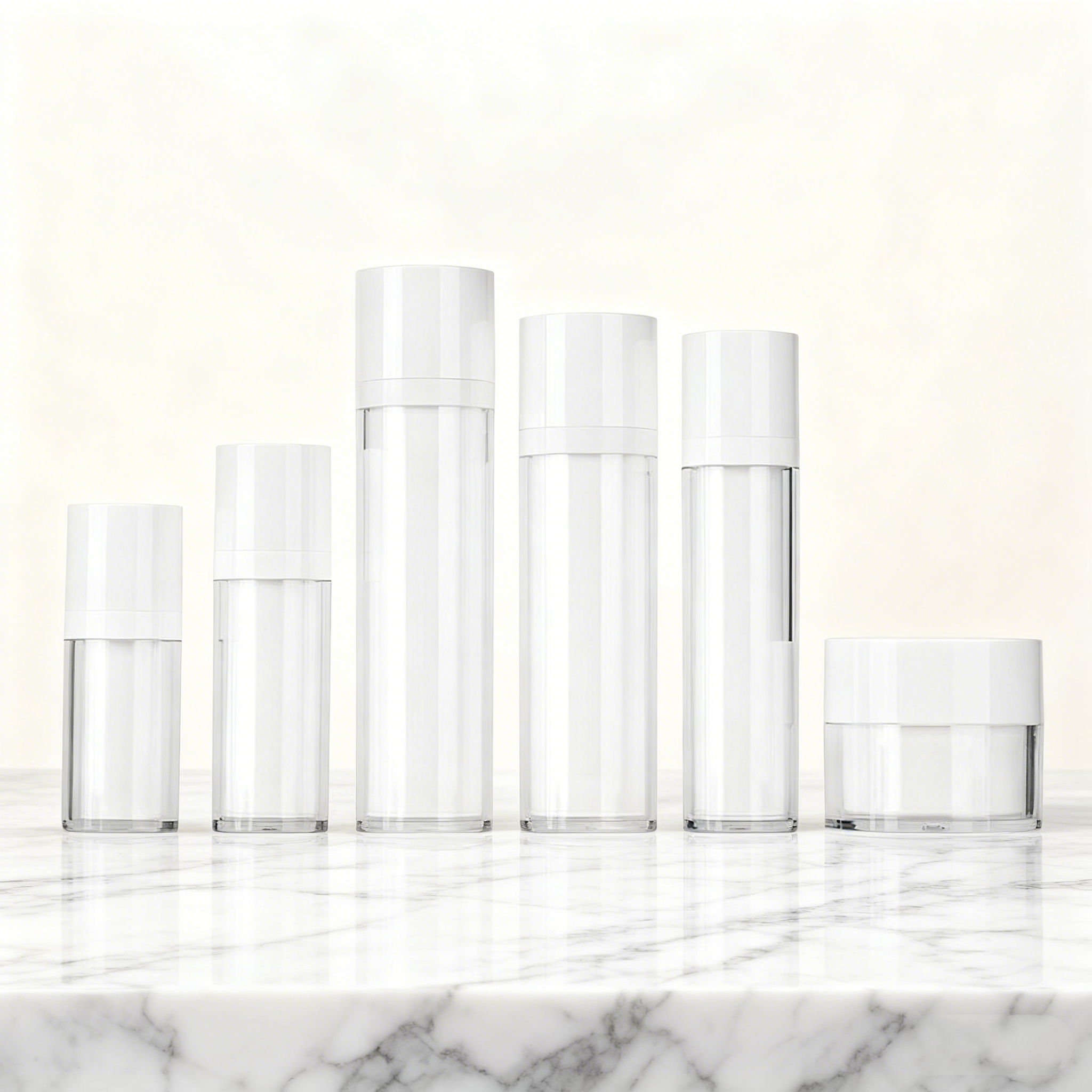 Botella interior blanca + botella exterior transparente