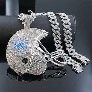 <span class=keywords><strong>Collana</strong></span> con Ciondolo Grande a Forma di Casco da Football dei Detroit Lions in Lega, Personalizzabile con Catena - Regalo - Product Image 5