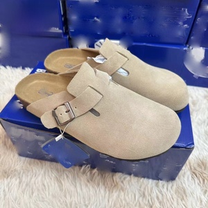 Meilleures ventes : Sandales plates d'extérieur de haute qualité Birkentocks Allemagne, mules sabots en cuir suédé avec semelle en liège, sabots solides Birkentocks - Product Image 3