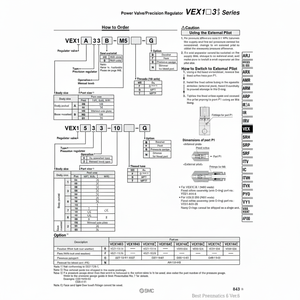 วาล์วไฟฟ้านิวเมติก SMC VEX1A33-01-B เครื่องควบคุมแรงดัน - Product Image 1