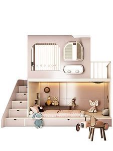 Diseño Personalización Loft Camas Wabi-Sabi y estilo antiguo Habitaciones infantiles Planificación general del espacio literas para niños, hogar Retro - Product Image 5