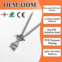 Collier unisexe punk avec pendentif cadenas, chaîne cubaine argentée incrustée de diamants, fermoir OT, accessoire de mode streetwear